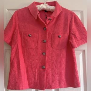 NWT St. John short sleeve shirt / jacket in bright coral. May be open or closed.